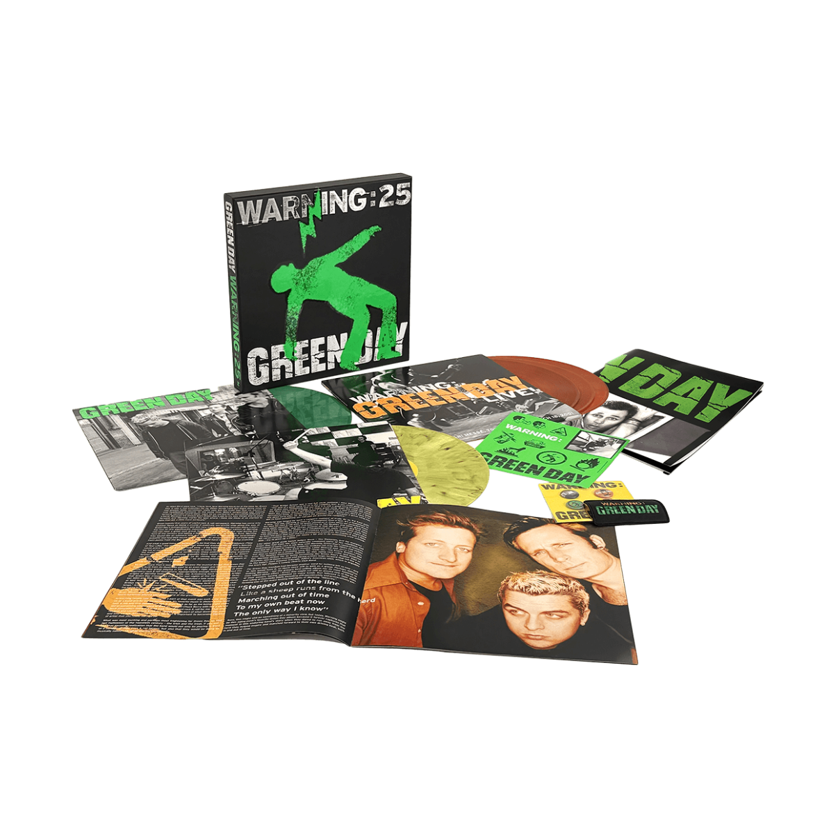 BOXSET GREEN DAY - WARNING (25TH ANNIVERSARY DELUXE EDITION/5LP/GREEN, YELLOW & ORANGE GALAXY VINYL)