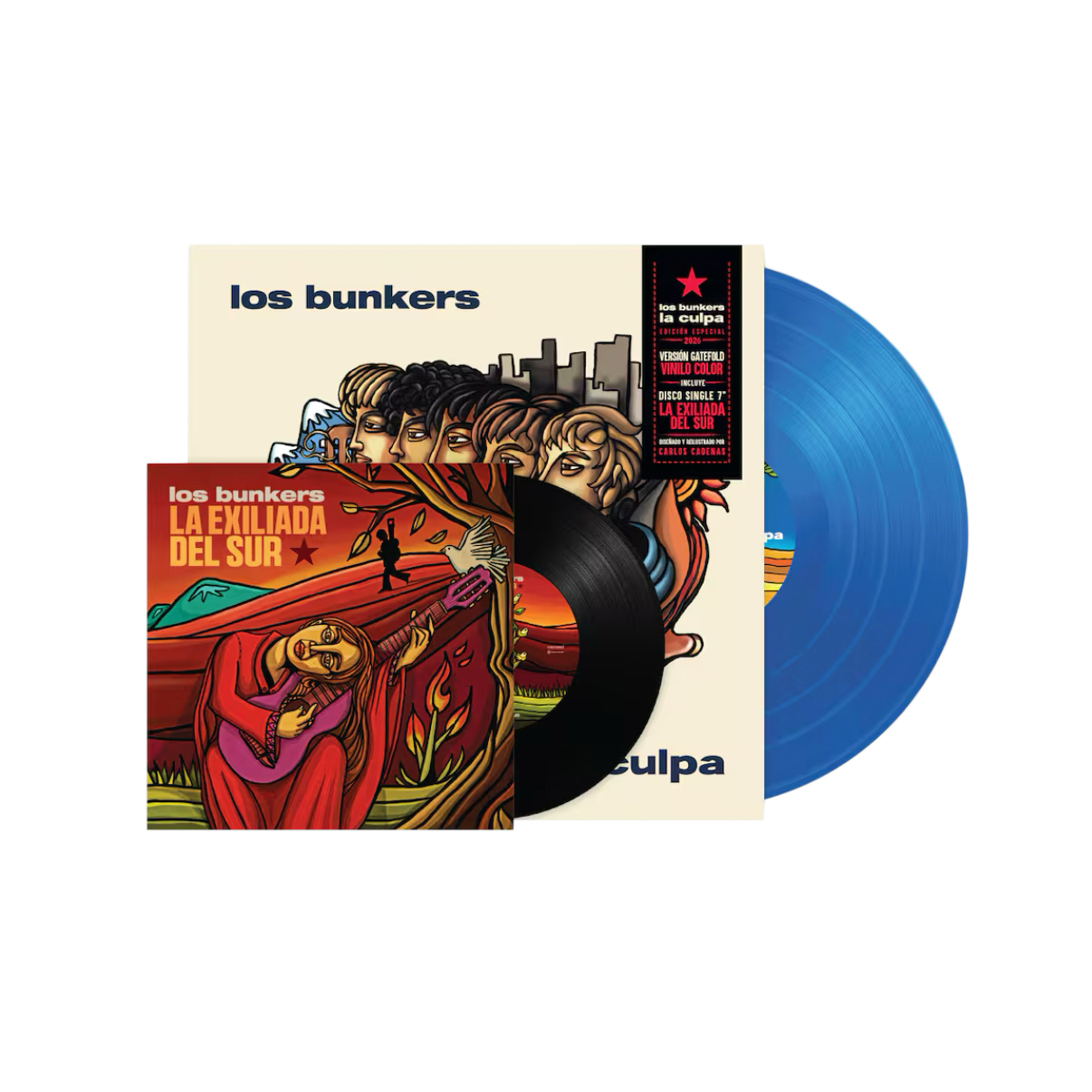 Vinilo Los Bunkers - La Culpa (Gatefold/Vinilo Azul/LP + 7 Pulgadas)