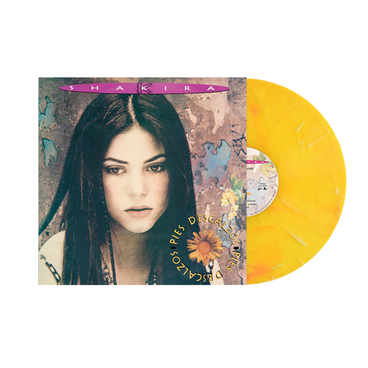 VINILO SHAKIRA - PIES DESCALZOS (VIBRANT YELLOW WITH RED SWIRL MARBLE VINYL)
