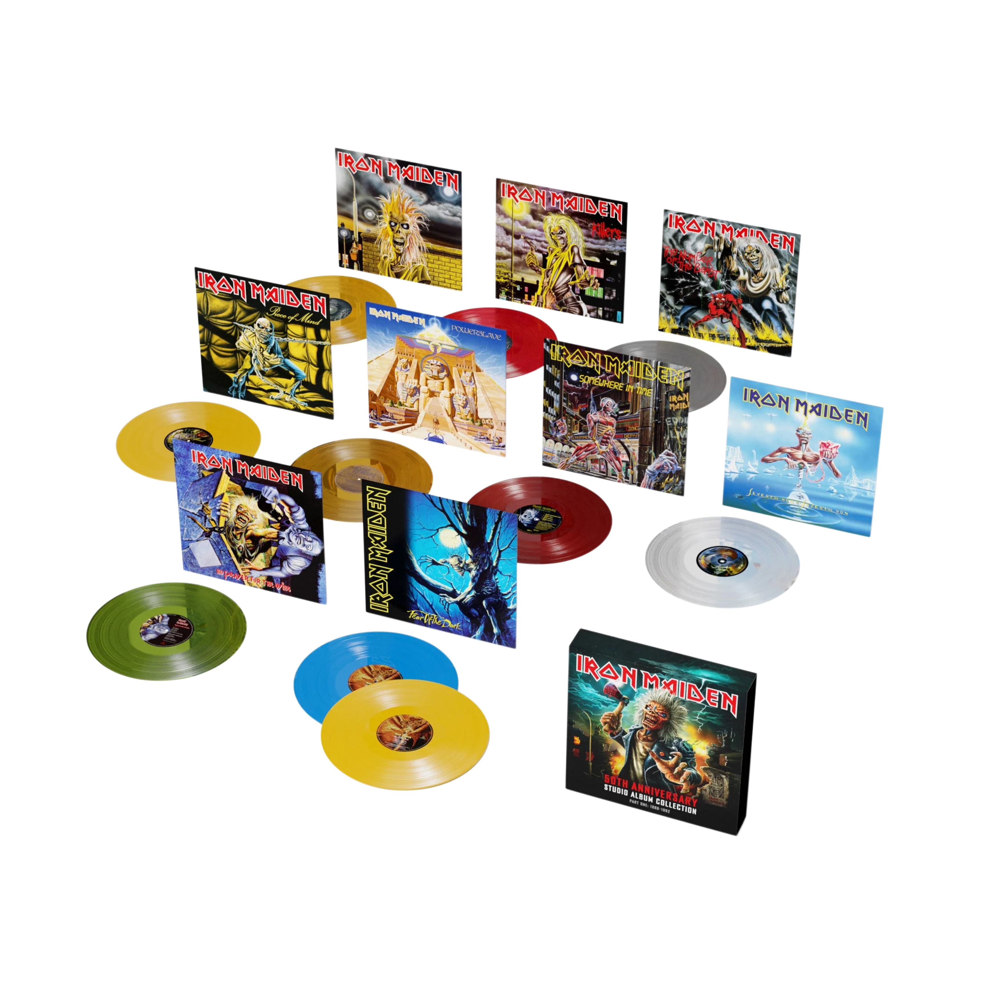 Boxset Iron Maiden - 50th Anniversary Studio Album Collection, Part One: 1980-1992 (10LP/Color Vinyl Boxset)